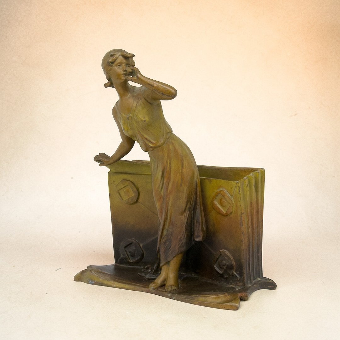 émile-joseph-nestor Carlier - Art Nouveau Ticket Holder - France, Late 19th Century-photo-4